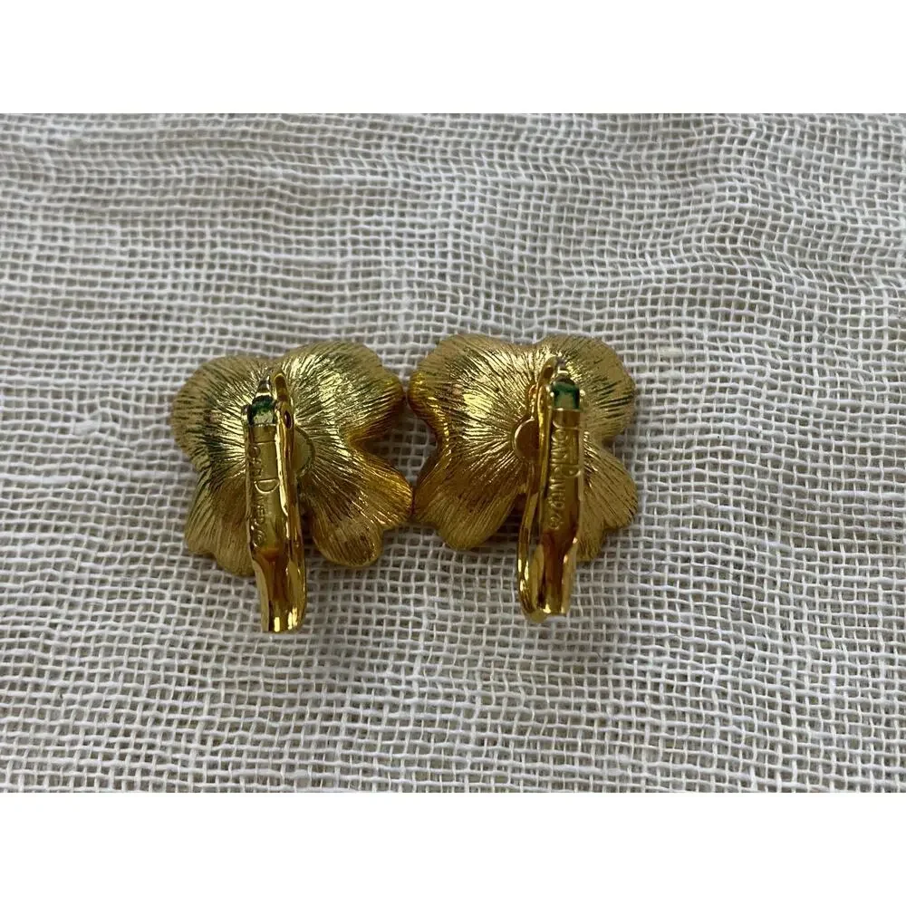 Joan Rivers Earrings Gold Tone Pastel Enamel Flower Dangle Drop Vintage‎ Y2K